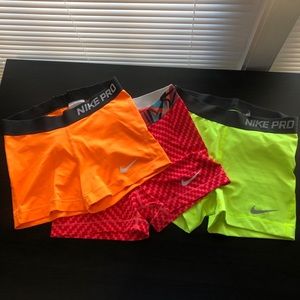 Nike Pro Compression Shorts. Lot of 3